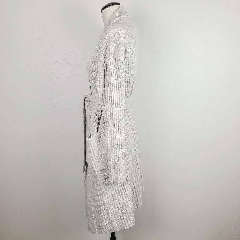 NEW Saranoni Robe S Beige Ribbed‎ So Soft Tie Waist Longline Wrap Lounge …